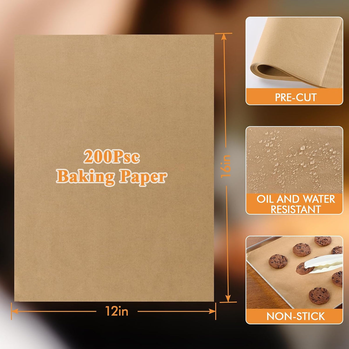 200 Pcs Parchment Paper Sheets for Baking, Precut Non-Stick