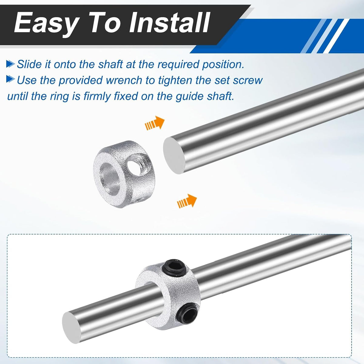 MECCANIXITY 10Pack Shaft Collar 10mm Bore 8mm Thick 16mm OD Silver