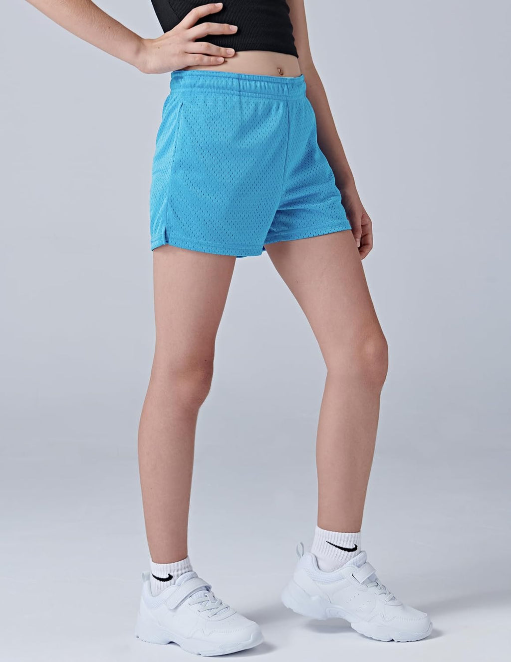 4 Pack Youth Girls Athletic Mesh Shorts with Pockets | Quick Dry, Activewear, Gym Shorts for Running Basketball