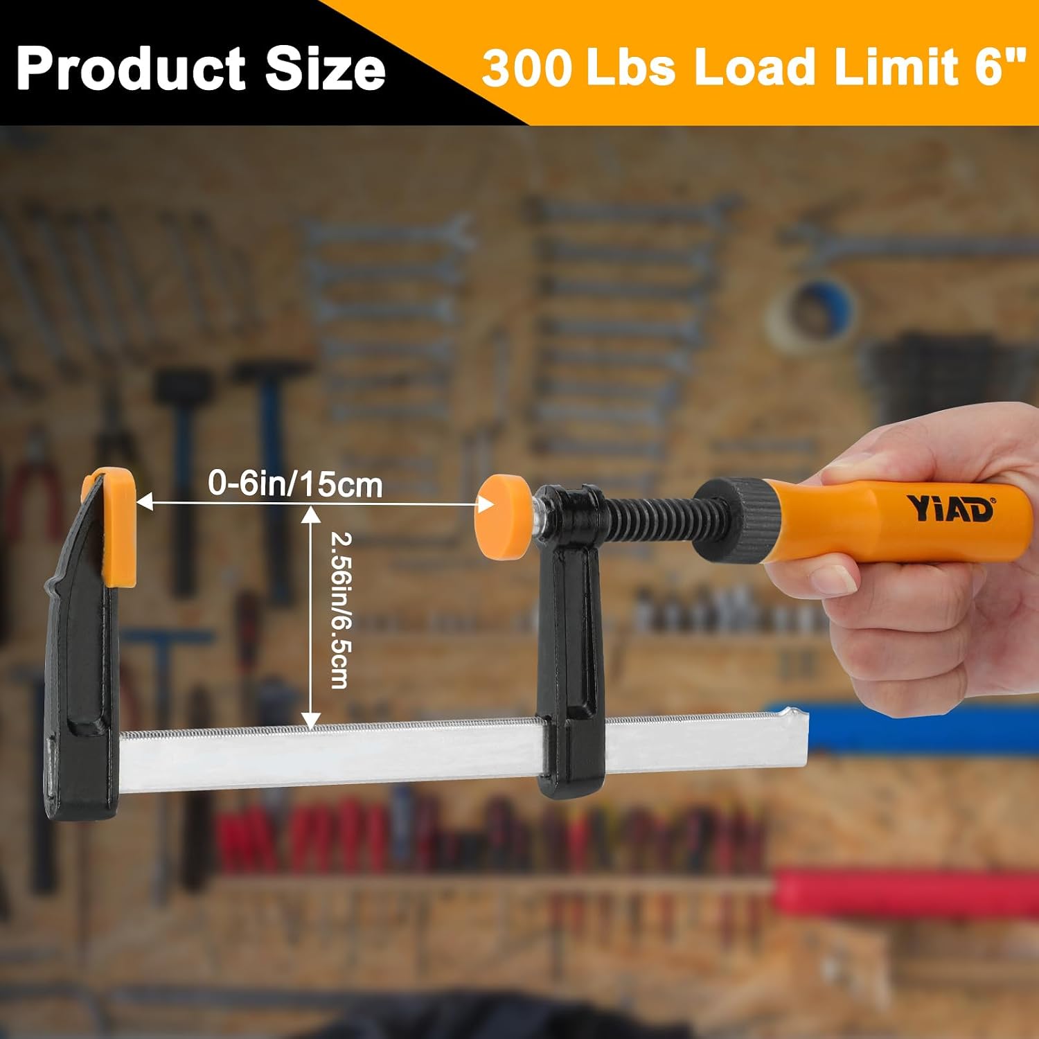 Bar Clamps for Woodworking, 4 Pack 6 Inch F Clamp Set, 300 lbs | 4 pack 6 inch F clamps with 300 lbs force, ergonomic