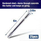 25 Pcs 3/8" x 6" Flat Head Sleeve Anchors