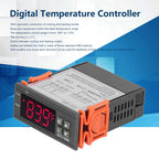 Digital Temperature Controller, -1000 Cooling and Heating Temperature Controller Digital Thermostat with Sensor for Temperature Measurement Temperature Control (12V)