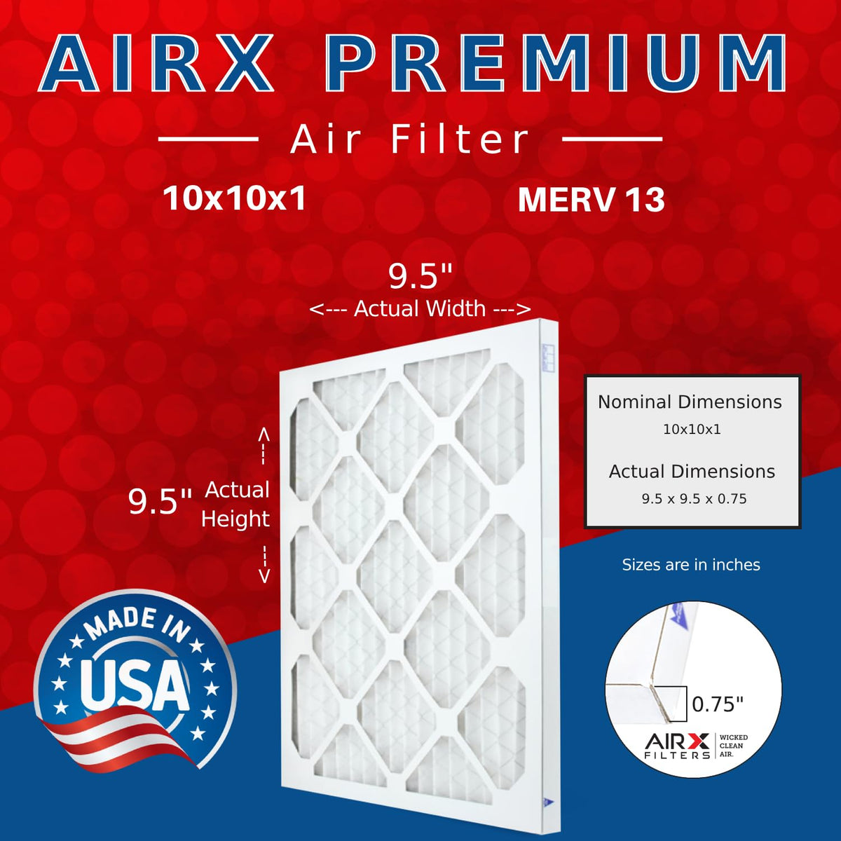 10x10x1 Furnace & AC Filter MERV 13 Health 6-Pack