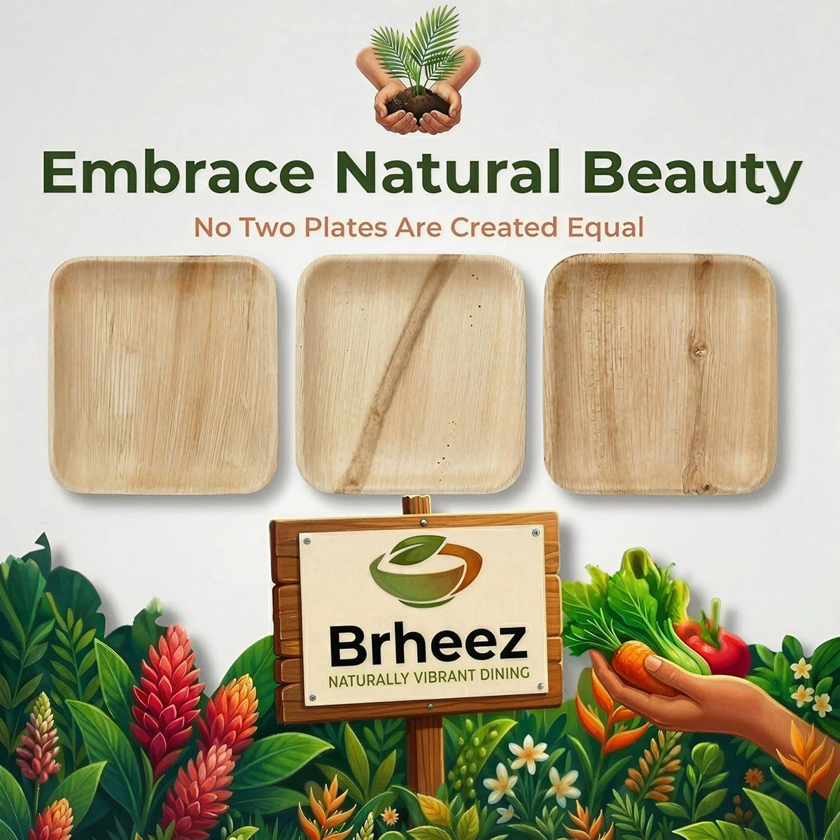 100 Ct (6 Inch) - Eco Friendly, Compostable & Biodegradable – Elegant Bamboo Look Disposable Party Plates are Heavy