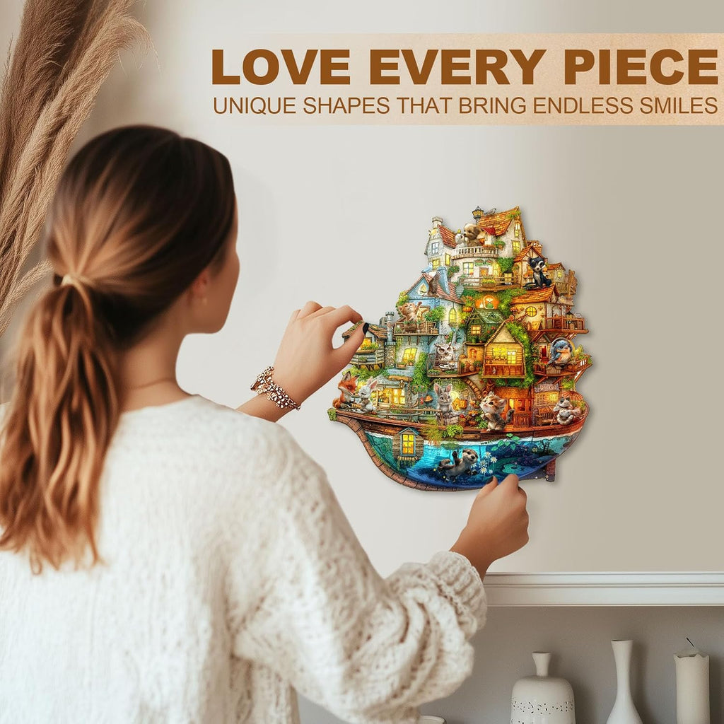 Wooden Puzzles for Adults (95 Piece, S, 8.5 * 7.8in) Animal Ark Wood Puzzle Adult, Unique Wooden Animal Jigsaw