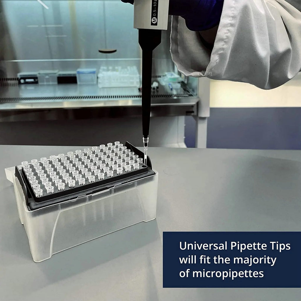 10ul Pipette Tips - Universal Pipette Tips，with Box RNase/DNase Free & Pyrogen Safe, (96 Tips/Rack)