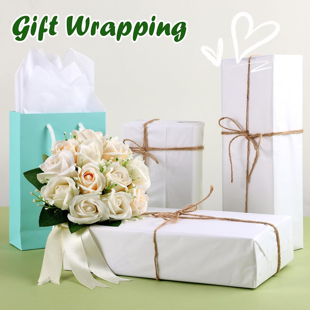400 PCS White Tissue Paper Bulk,14"x20" Tissue Paper for Gift Bags