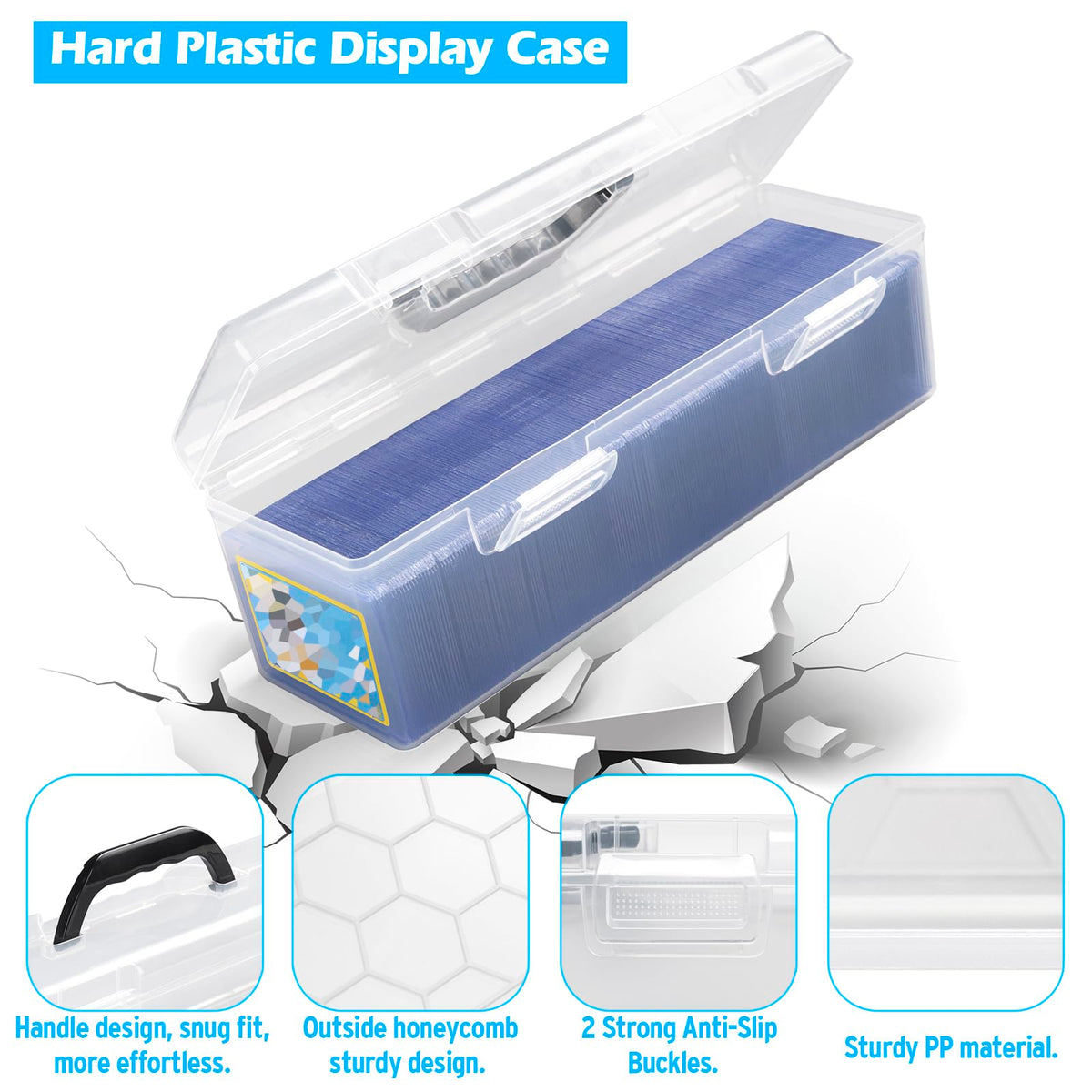 Storage Box For Toploader, Trading Card Storage Box Plastic, Playing Card Case, Large For Toploaders 200 Cards 750