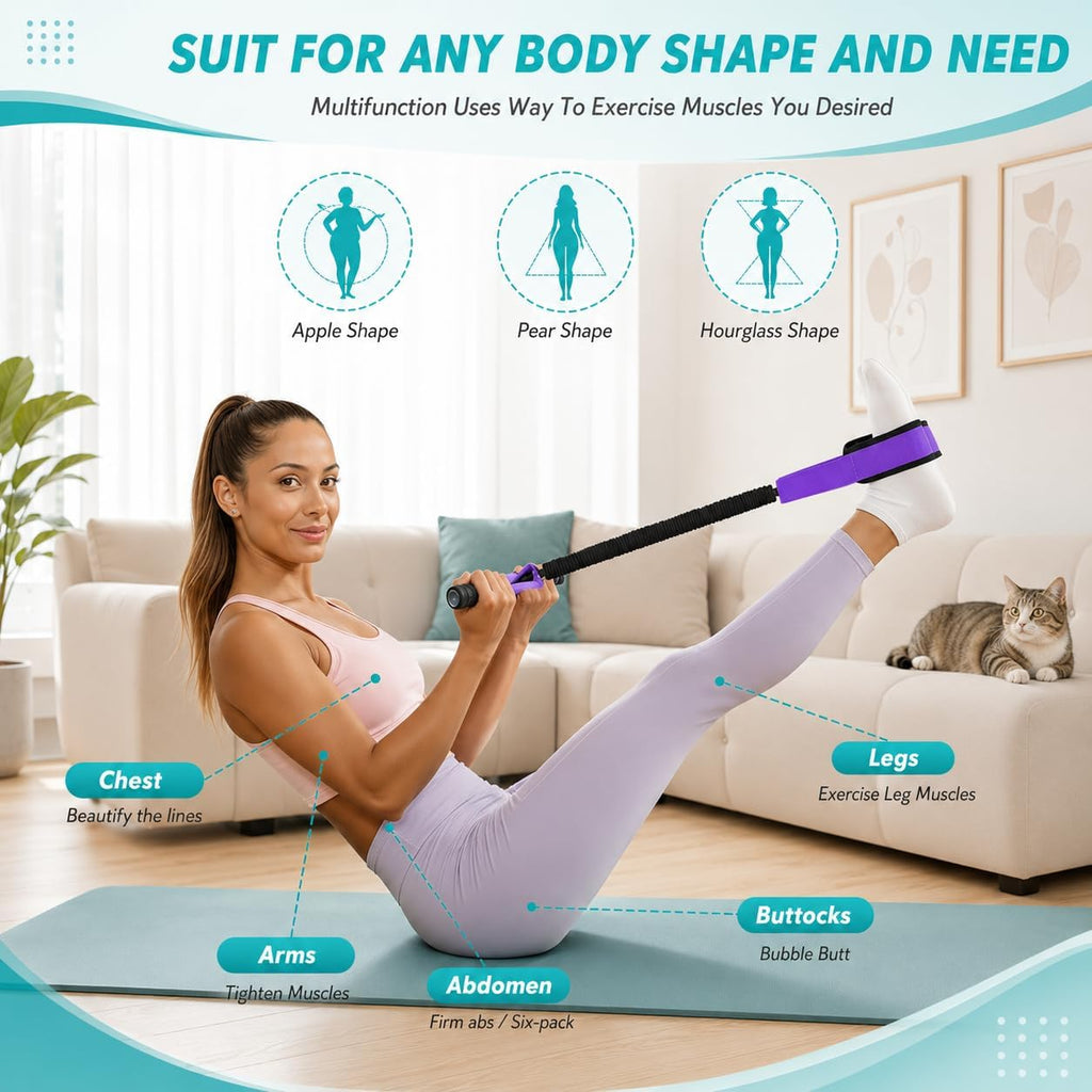 Upgraded Pedal Resistance Band with Comfort Grip Handle, Soft Padded Foot Straps & Thickened Latex Tubes | 55LBS