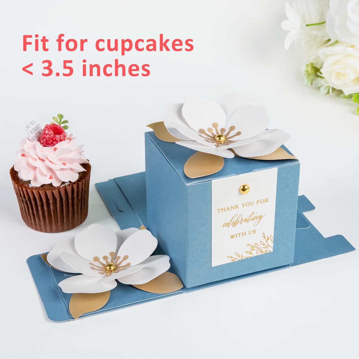 20 PCS Favor Boxes, Dusty Blue, 3.55x3.55x3.55