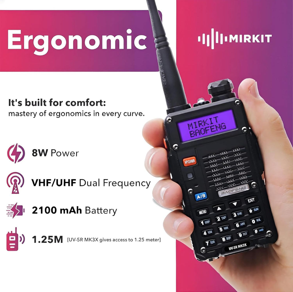 Baofeng Radio UV-5R MK3X Legal Power Tri-Band Radio 2026 VHF/UHF 144-148/222-225/420-450 MHz - Walkie Talkie with