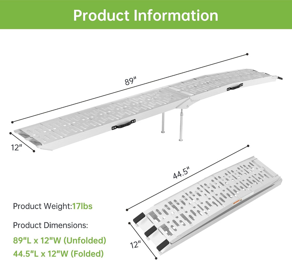 7.5 FT Aluminum Folding Loading Ramps, 3000lbs Capacity, 2PC Set