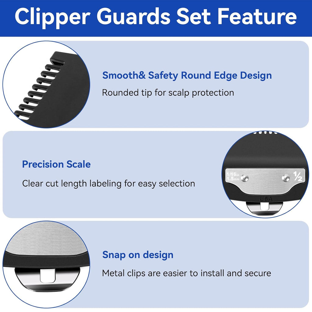 Replacement for 1/2 Wahl Clipper Guards Set, 1/16"1.5mm Metal Hair Clipper Guards Set for Professional Stylists and