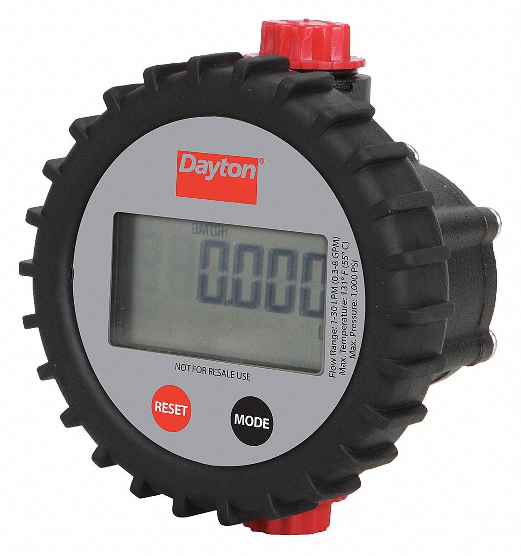 Dayton Flowmeter, Digital, 1/2in, FNPT, LCD, 200 CPS 32ZN65-1 Each