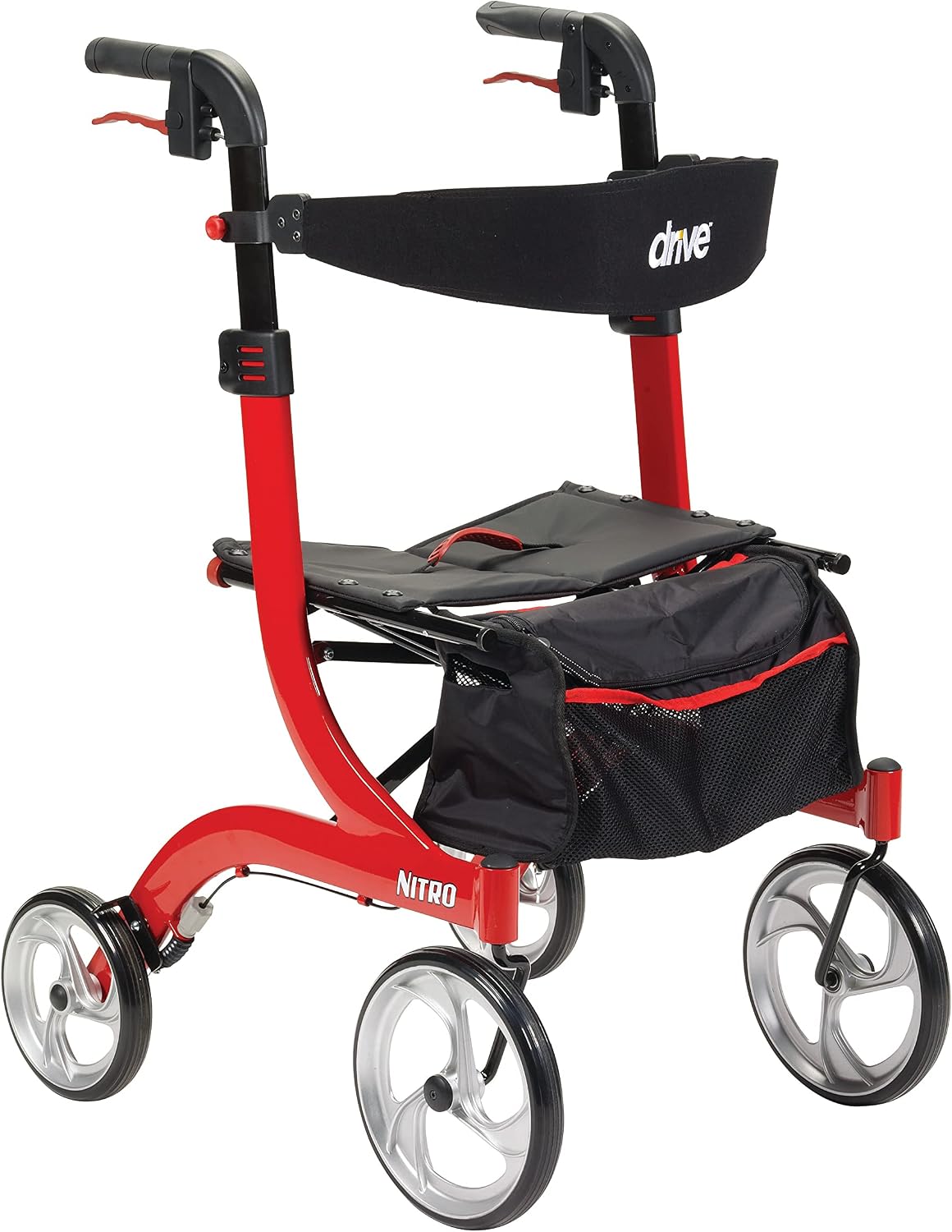 RTL10266 Nitro Euro-Style 4-Wheel Rollator Walker With Seat, Red