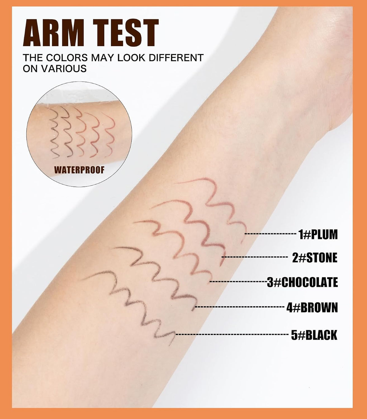 5 Colors Waterproof Eyeliner Pencil Set,Smooth Creamy Formula
