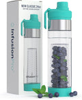 24 oz Fruit Infuser Water Bottle with Twist Cap Lid : Insulated Sleeve & Infused Water Recipe eBook : Bottom Loading