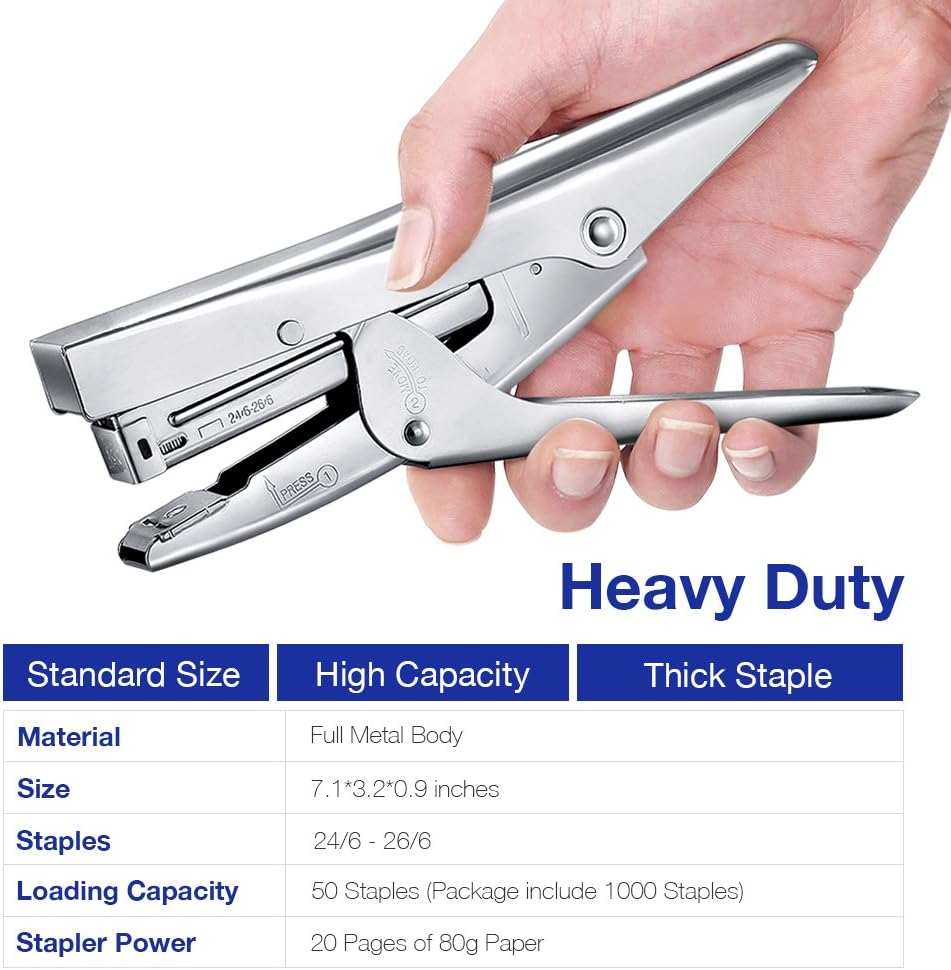 Stapler Heavy Duty with 1000 Staples and Staples Remover Set 20 Sheets Desktop Office Work Student Teacher Large