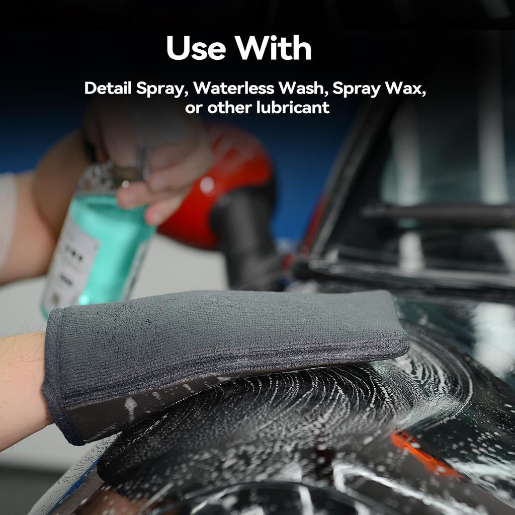 Polishes Clay Mitt - Medium Grade Clay Bar Infused Mitt | Quickly Removes Embedded Contaminants, Overspray, Iron
