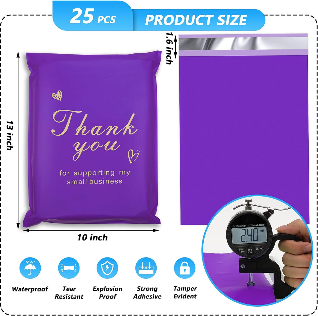Thank You Poly Mailer 10x13 Inch 25 Pcs, Purple
