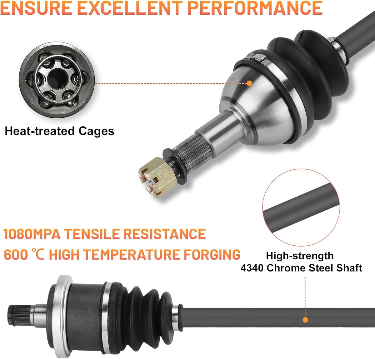 Rear Left/Right CV Axle Shaft for Can-Am Maverick 1000R 2013-2015, for Maverick Max 1000R 2014 2015 (STD/XRS/XRS-DPS), Drive Shalf Axle for 705501948 705502356 (Not fit ABS、Turbo、XMR、XXC)- 1 Pcs