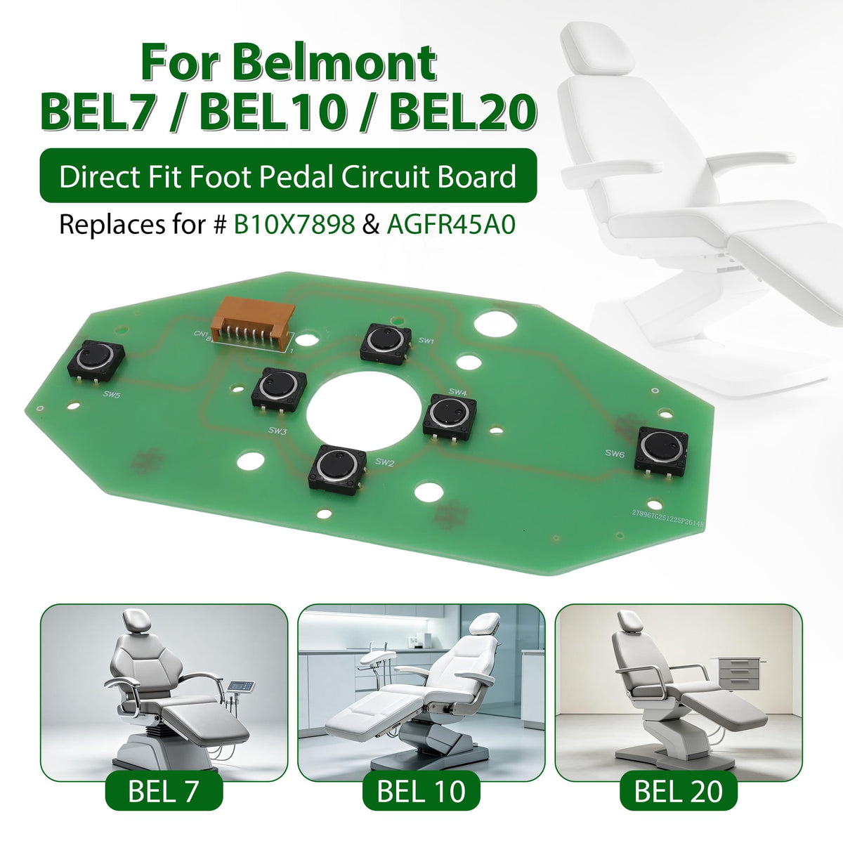 PCB Replacement Kit for Chair Foot Control Circuit Board Replacement