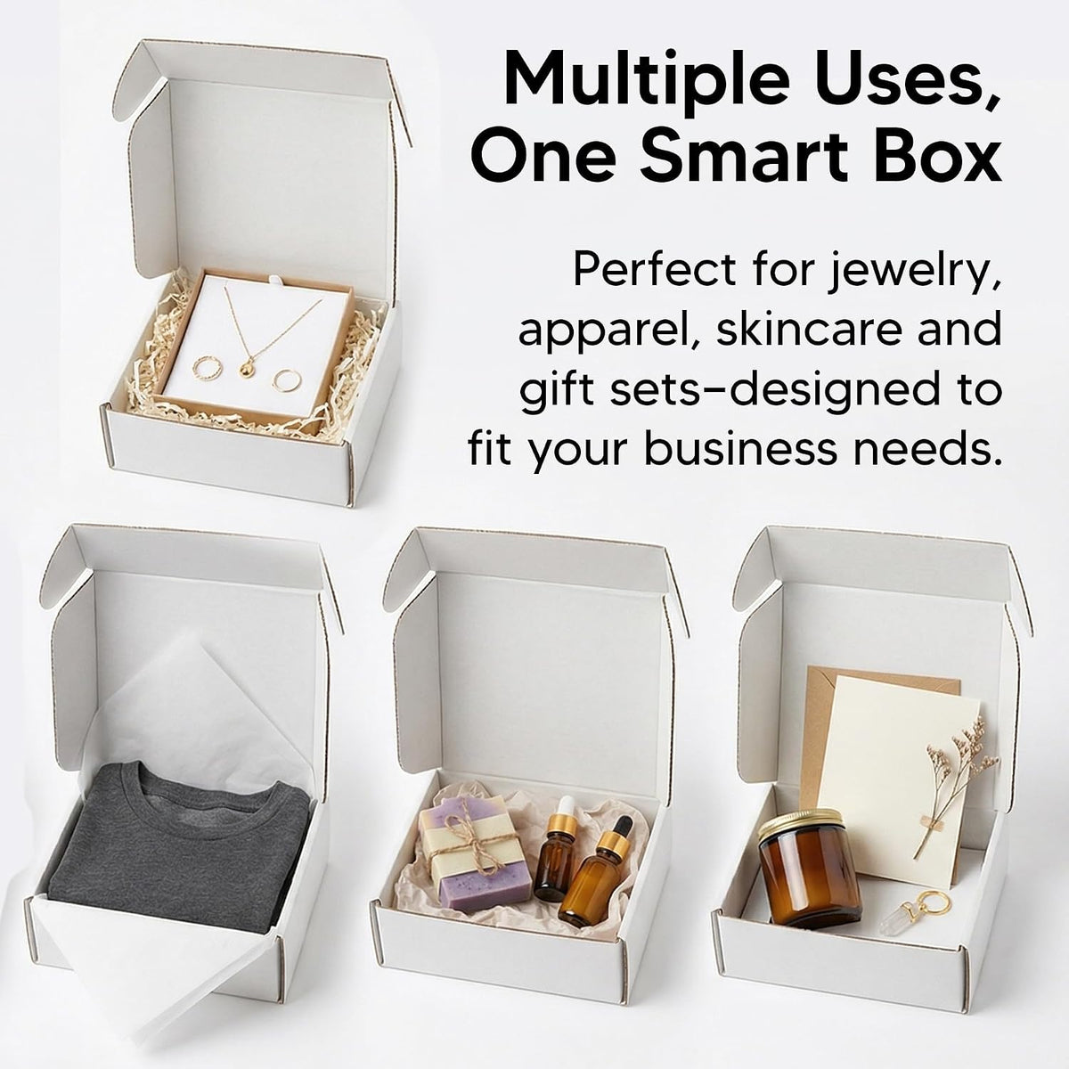 Mailer Boxes Bulk Sale 50 PCS – Shipping Cartons for Small Business - 9x9x4 - White/White - 50 Pack