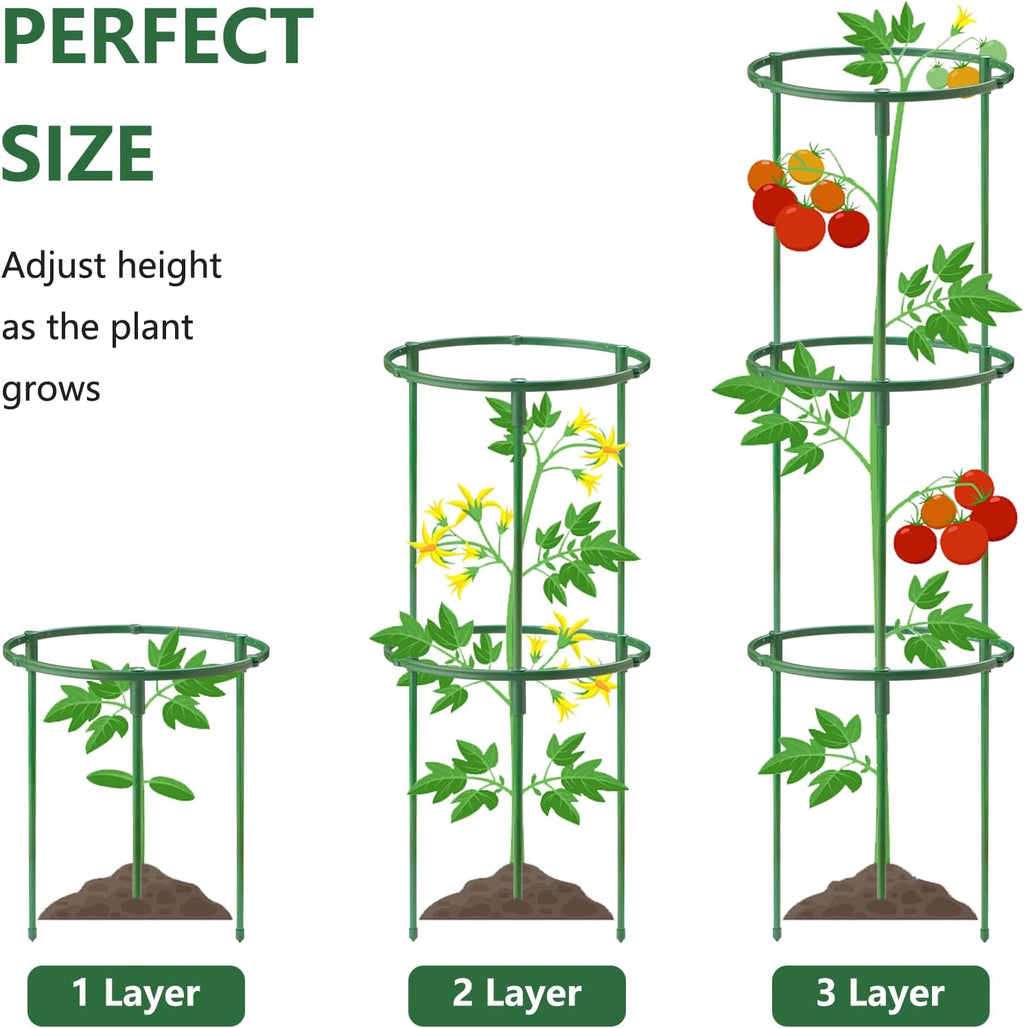 12Packs Plant Support Stakes Half Round Plant Stakes for Indoor Plants, Stackable 3 Tier Garden Flower Support, Plant