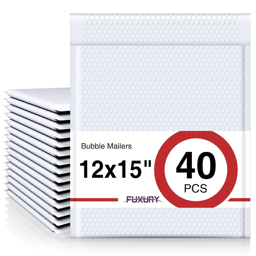 Bubble Mailers 12x15" White Padded Envelopes 40 Pack Self-Seal | Large Bubble Envelopes Strong Adhesion Padded