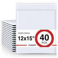 Bubble Mailers 12x15" White Padded Envelopes 40 Pack Self-Seal | Large Bubble Envelopes Strong Adhesion Padded