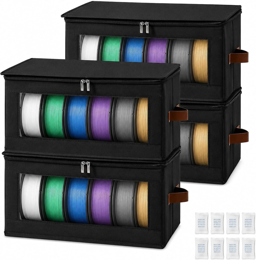3D Printer Filament Storage for PLA/PETG Dry Box Holds Up to 24 1KG Spools | Foldable Filament Organizer with Clear