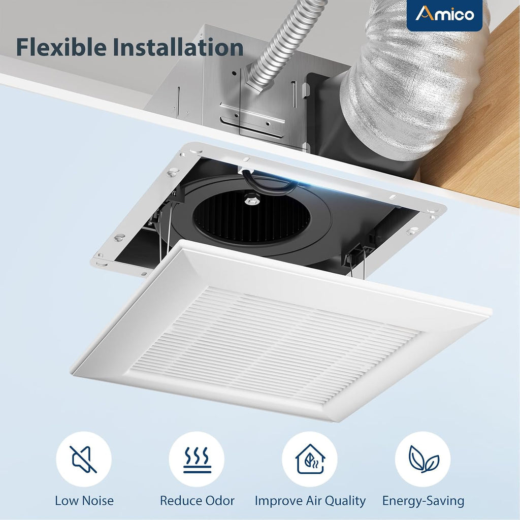 Amico Bathroom Exhaust Fan, 1.5 Sones, 160 CFM, No Attic Access Needed