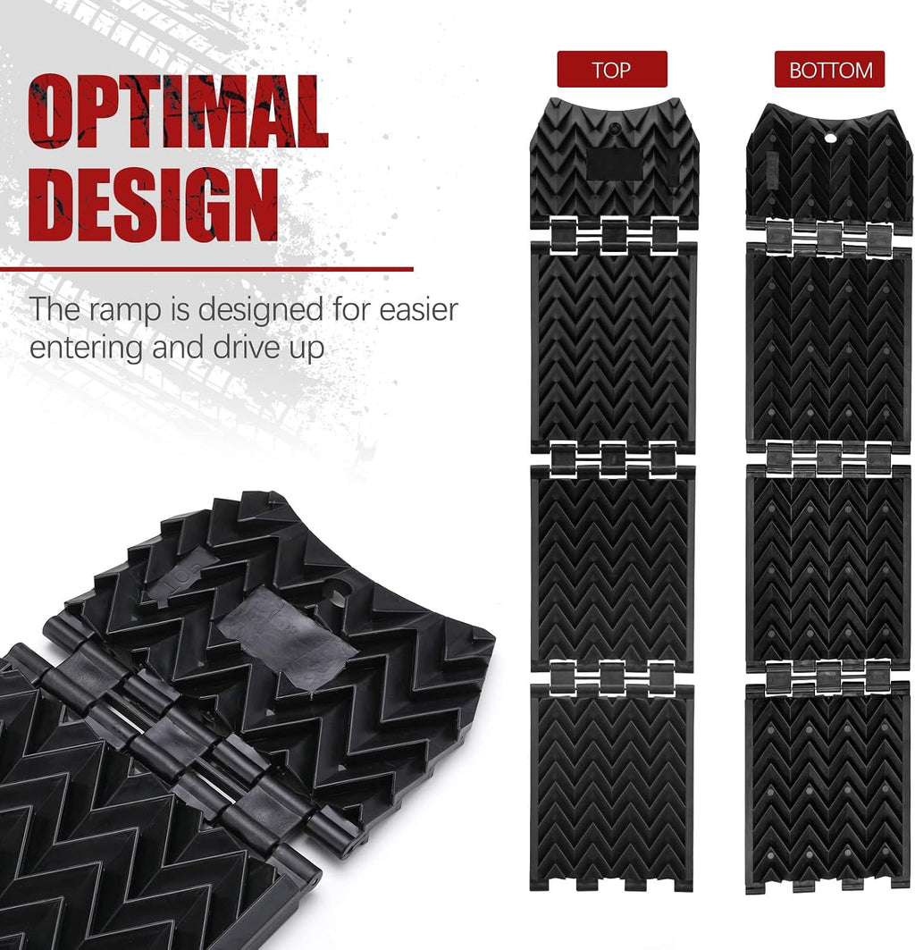 Tire Traction Mats Foldable, Portable Recovery Track Boards for Off Road 4X4 Snow, Ice, Emergency Tire Devices for