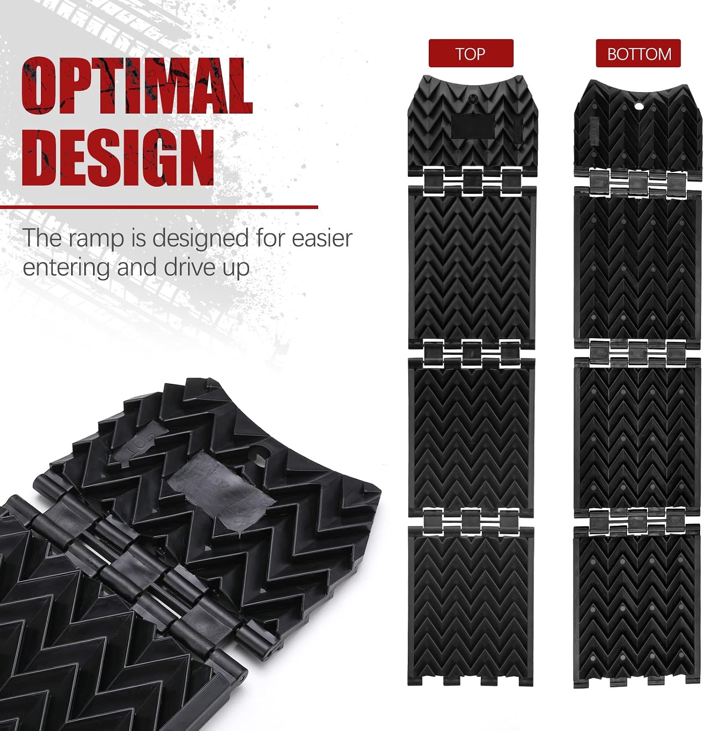 Tire Traction Mats Foldable, Portable Recovery Track Boards for Off Road 4X4 Snow, Ice, Emergency Tire Devices for