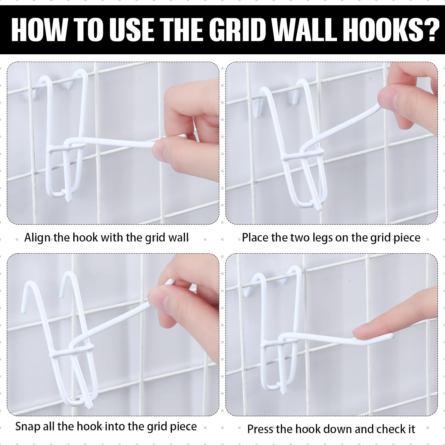 25 Pack Grid Wall Hooks, 4 Inch White Gridwall Hanger | Metal Build for Retail Craft Displays, Fits Gridwall Panels