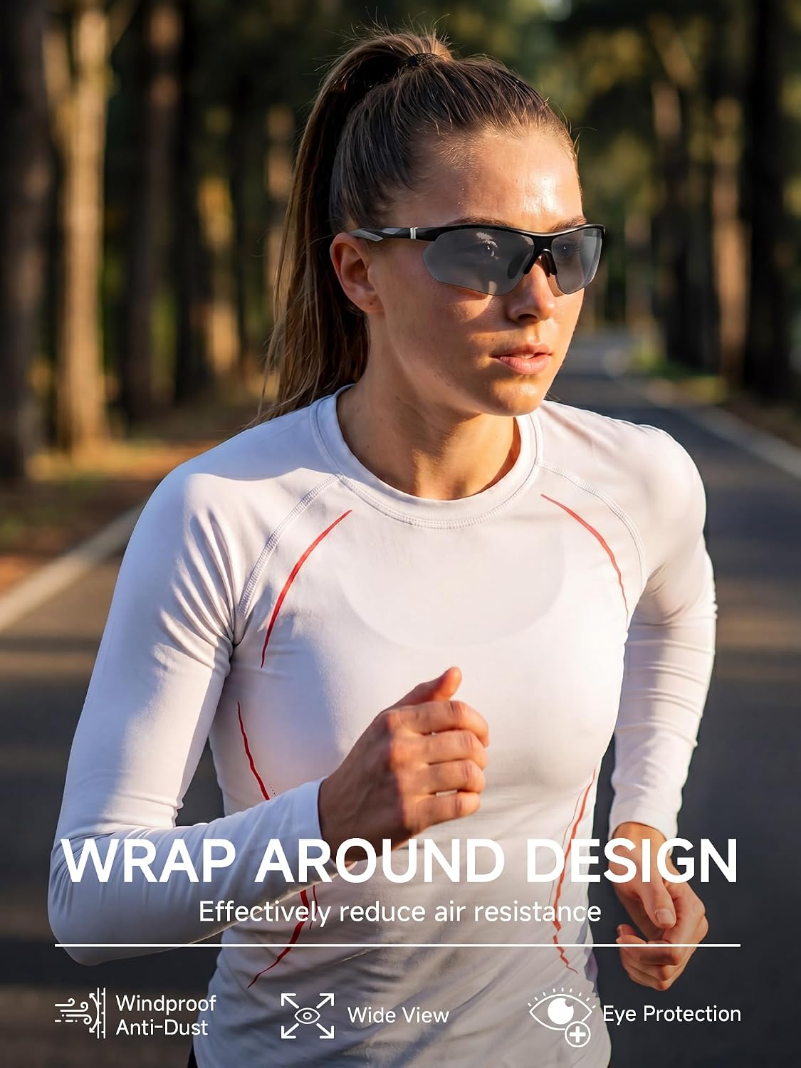 Sports Sunglasses for Men Women, Lightweight Running Glasses with UV400 Protection, Non Polarized for Cycling Golf