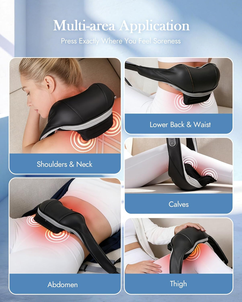 Neck Massager with Heat Cordless: Shiatsu Back Shoulder Massage Tools for Pain Relief Deep Tissue Electric 4D
