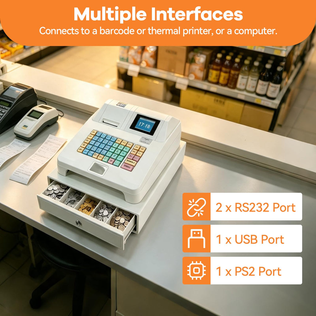 Electronic Cash Register,8-Digital LED,48 Keys