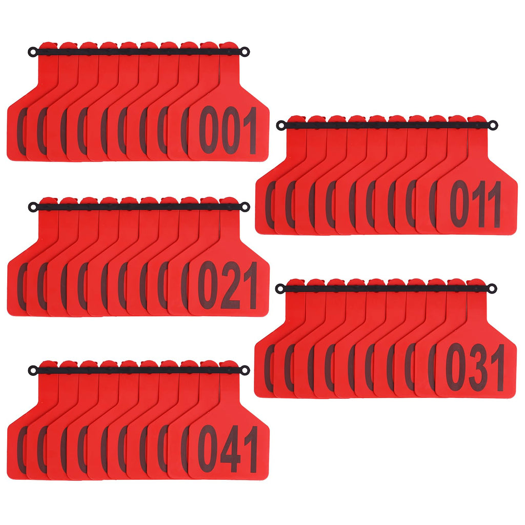 Cattle Ear Tags Numbered 50 Pcs Large Cow Tags Red