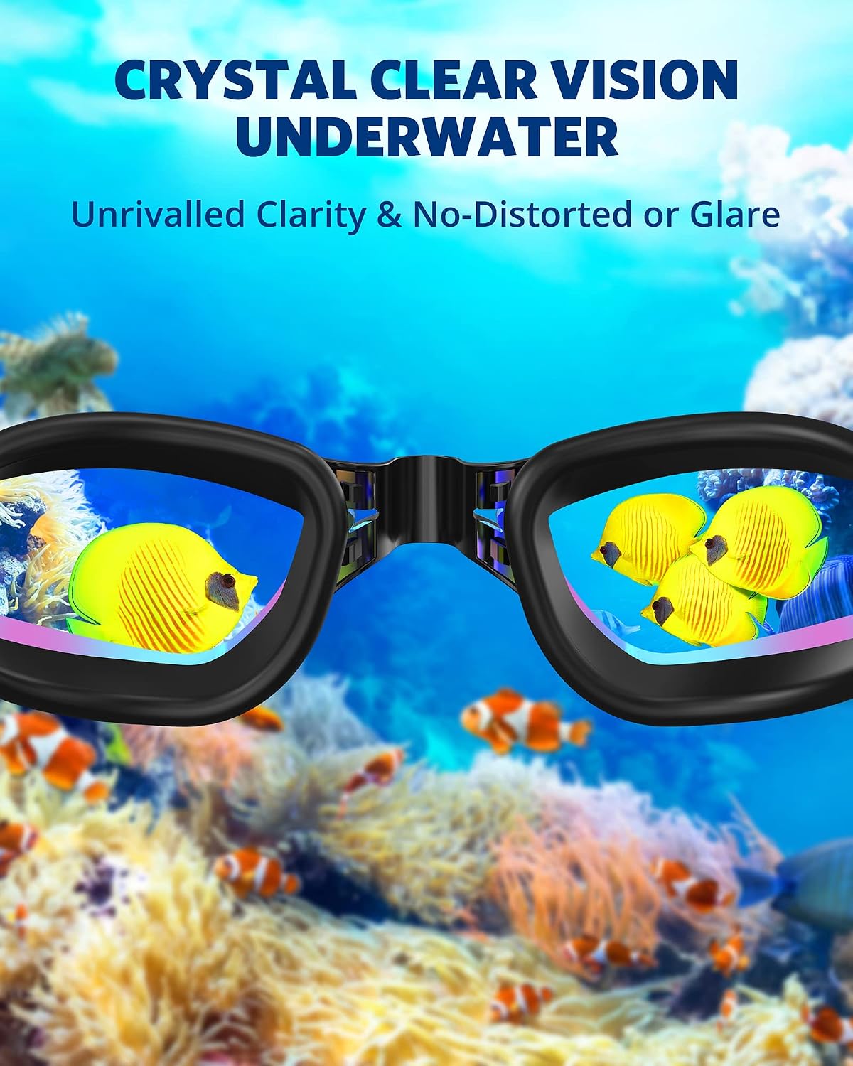 Swim Goggles 2 Pack for Adult Men Women No Leak with Storage Case | Anti-Fog UV Protection Mirrored Swim Glasses