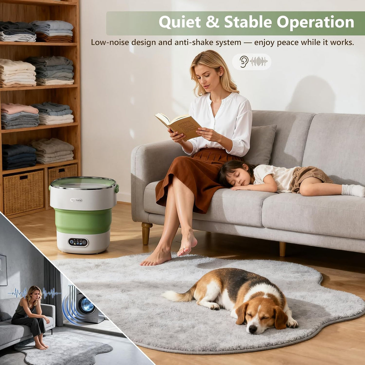 20L Portable Washing Machine — Foldable Portable Laundry Machine and Spinner for Baby Clothes, Underwear, Socks;