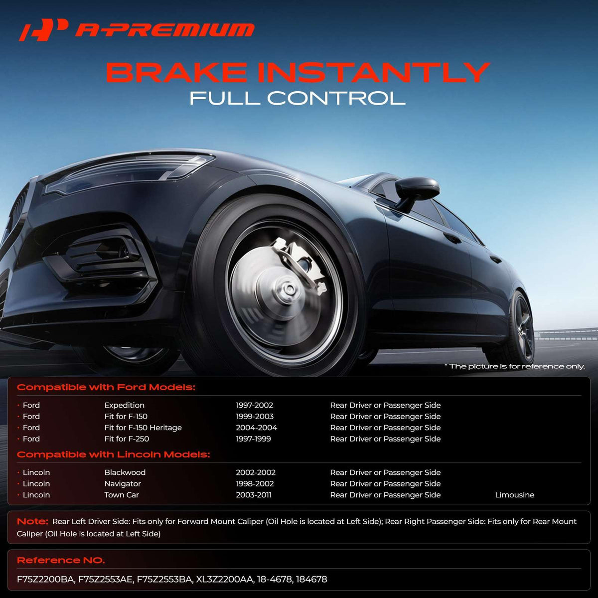 A-Premium Disc Brake Caliper Compatible with Lincoln & Ford