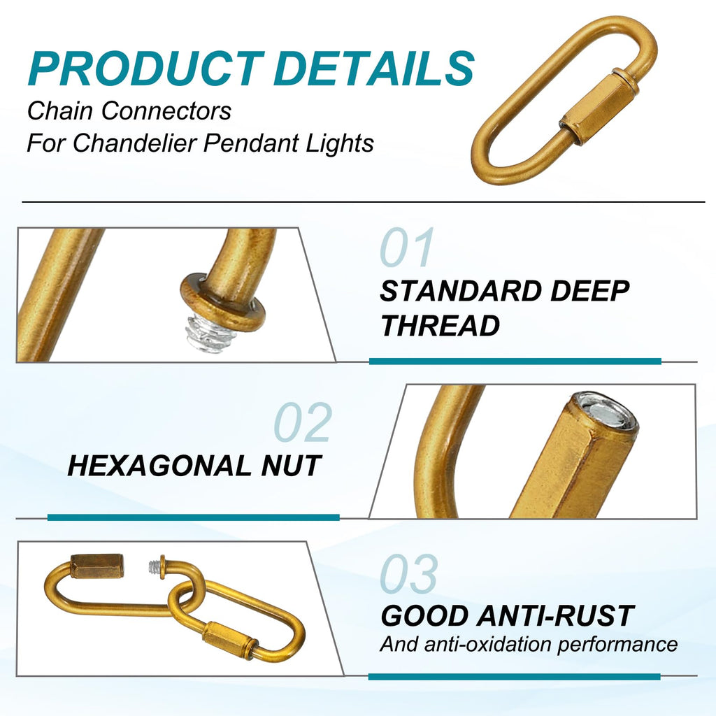 MECCANIXITY Chain Connectors 4mm Thick Gold Bronze 3Pack