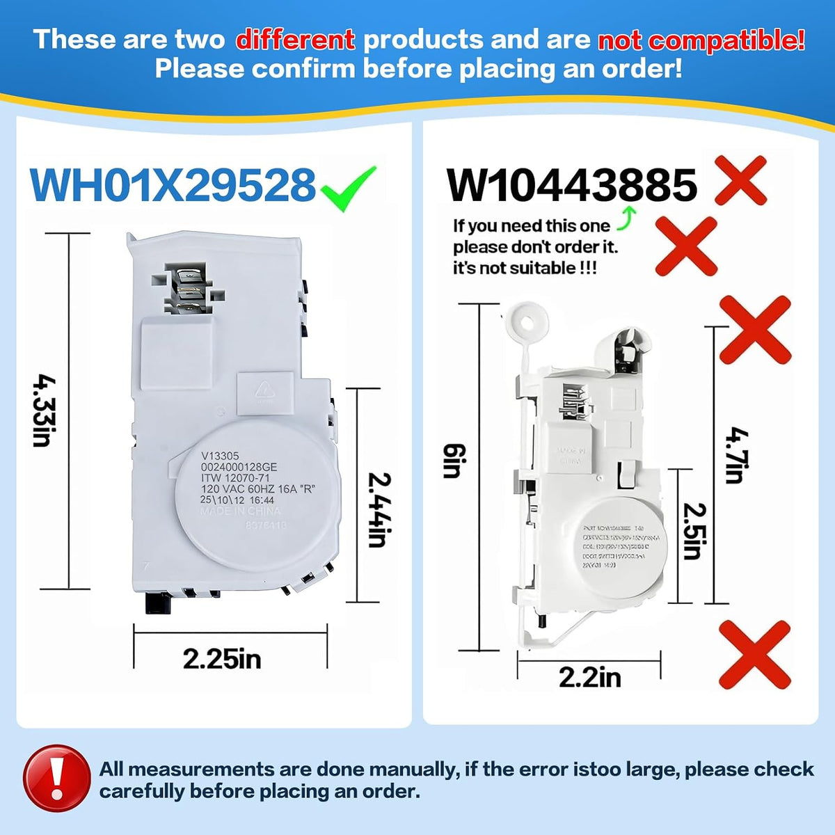 WH01X29528 Compatible GE Door Lock Front Load, Washer Lid Switch
