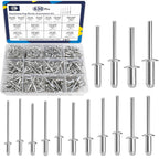 630Pcs Pop Rivets Assortment Kit Aluminum Rivet 3/32 1/8 5/32 3/16 1/4