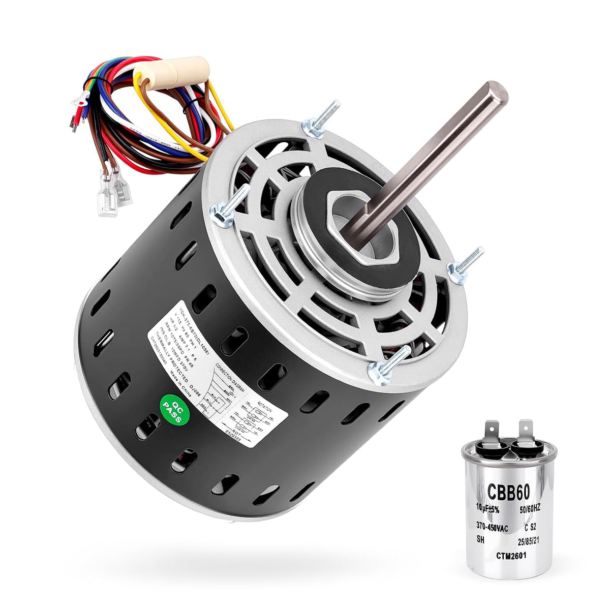 DL1056 Blower Fan Motor 1/2HP, 1075RPM, 3Speed, 115V, 48Frame Compatible with A.O.Smith/Century Fasco Emerson Franklin Dayton Carrier Fedders Marathon Protech, Sleeve Bearing Direct Drive Blower Motor
