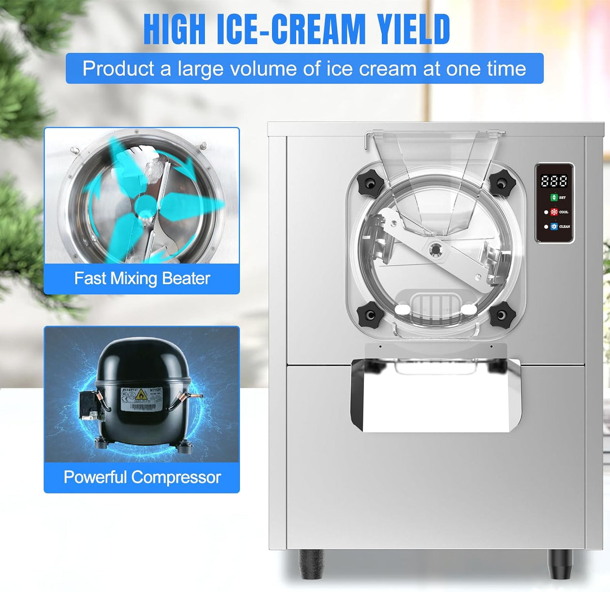 Commercial Hard Ice Cream Maker Machine 1400W 110V Gelato Machine