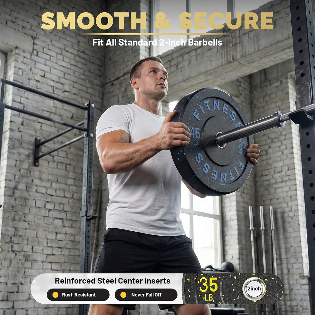 140-650lb 2" Bumper Plate High Bounce Weight Plates Strength Training | 2" High Bounce Bumper Plates Set
