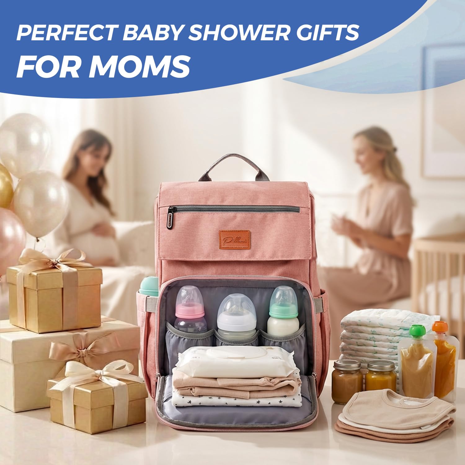 Baby Diaper Bag Backpack - Diaper Bags for Baby Girl - Baby Shower Gifts for Girls - Large Waterproof Diaper Backpack