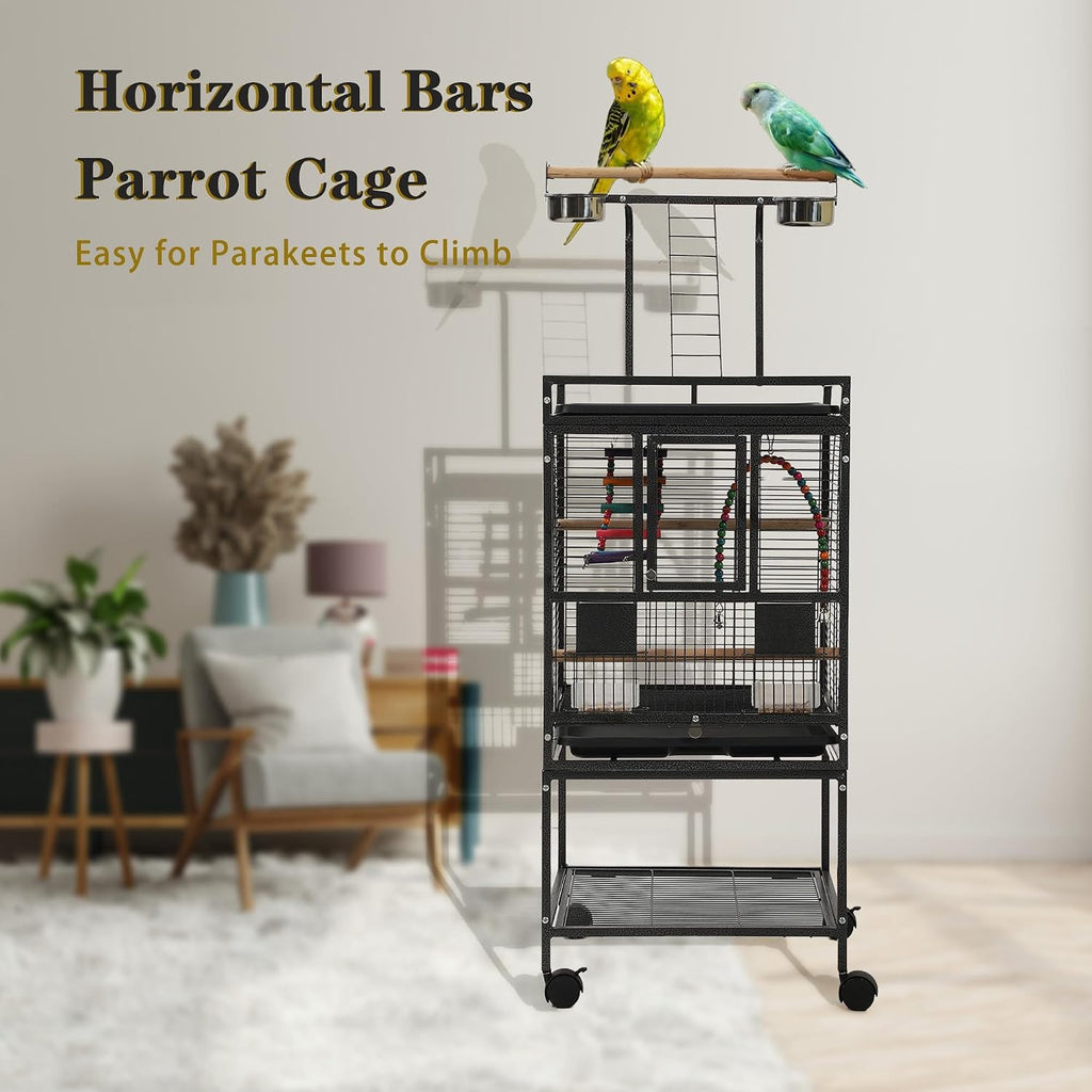 51" Small Bird Cage with Stand,Parakeet Cage, Parrot cage with Parakeet Toys, Bird Cage Accessories for Lovebirds